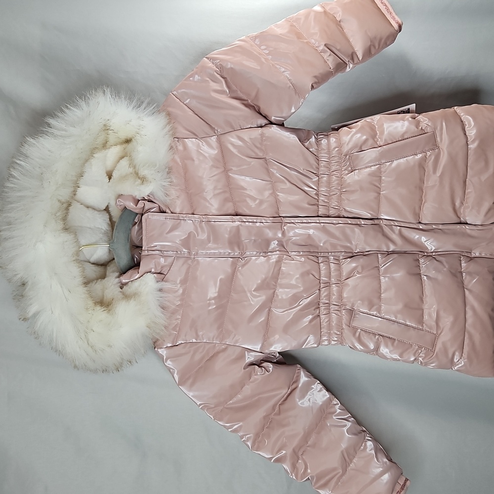 Members Mark Toddler Girls Pink Puffer Jacket With Fur Size 4T NWT - Picture 2 of 6